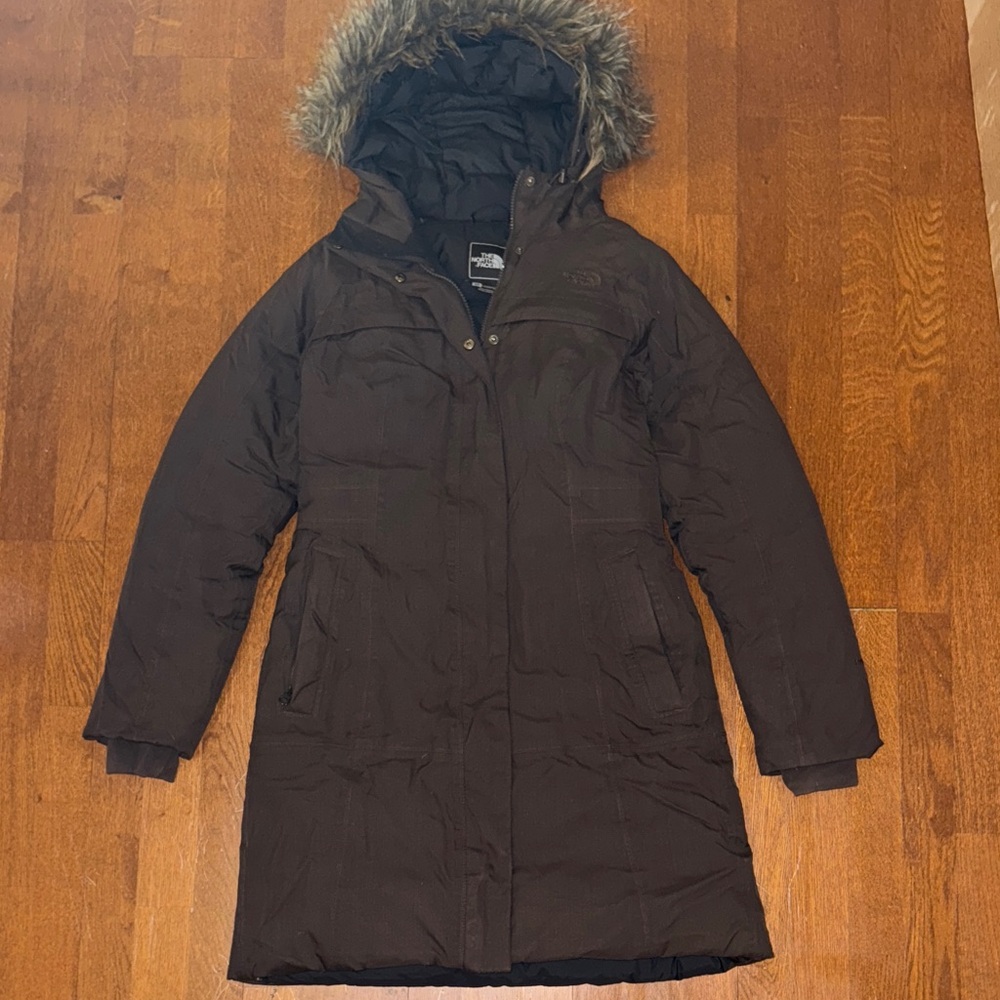 The North Face Women's Dark Brown Faux-Fur Hooded Parka Coat